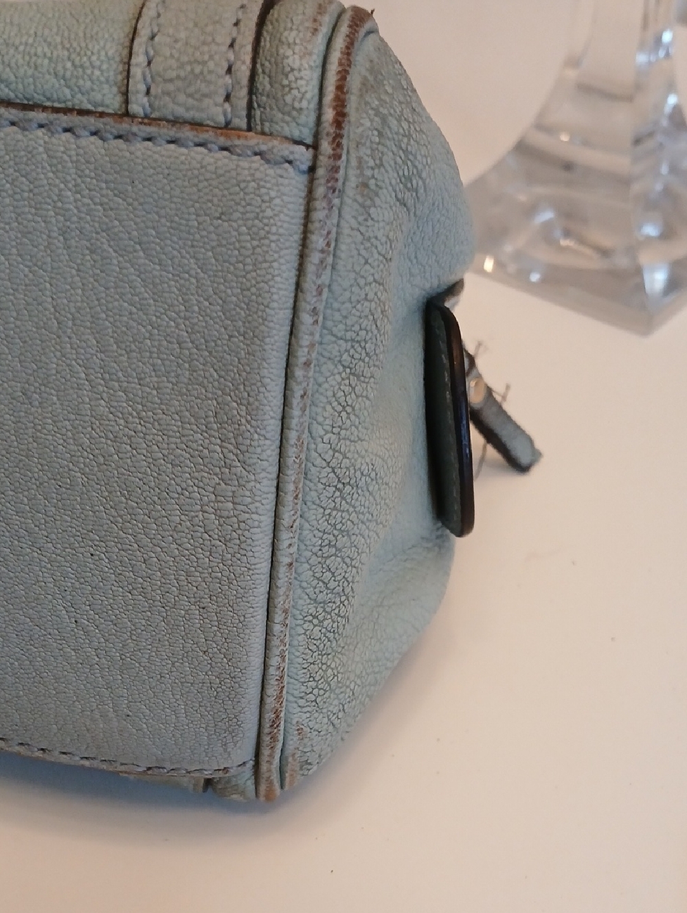 Dolce & Gabbana Light Blue Leather Mini Satchel Crossbody with Gold Hardware - Picture 9 of 16